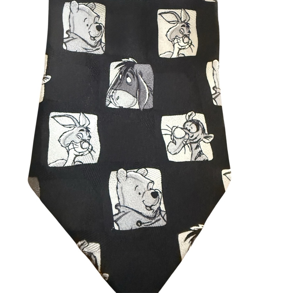 Mens Tie Disney Winnie The Pooh TIGGER PIGLET EEYORE Necktie Gray White